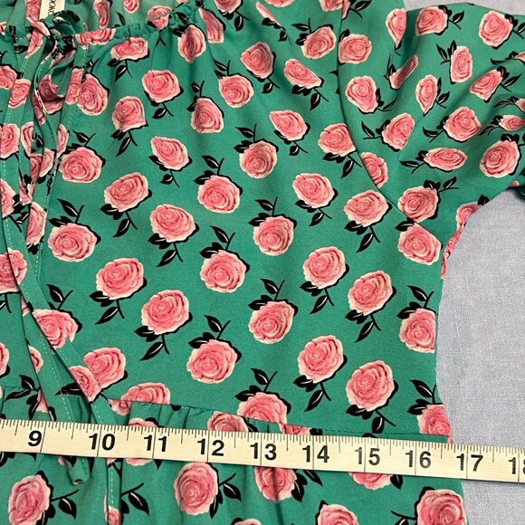 DOKOTOO Women's Maxi Dress Green Floral Long Sleeve Size Small Pullover Boho - Picture 8 of 10